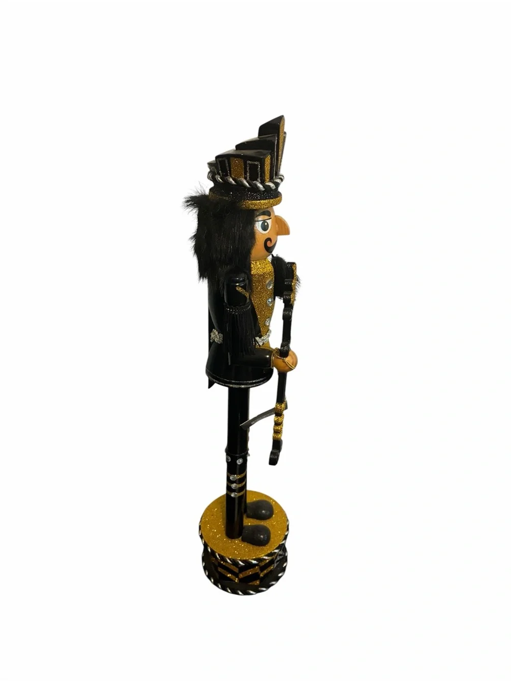 Pier 1 Imports Nutcracker 2014 Collectible Black Gold Glitter Wooden Soldier New